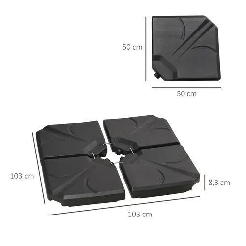 Lot De 4 Dalles De Lestage Parasol Déporté Noir