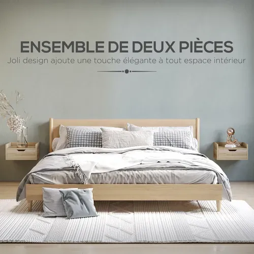 Lot De 2 Tables De Chevet Murales Avec Tiroir Coulissant