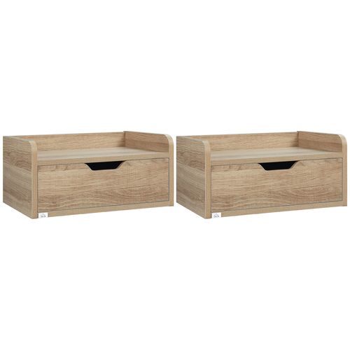 Lot De 2 Tables De Chevet Murales Avec Tiroir Coulissant