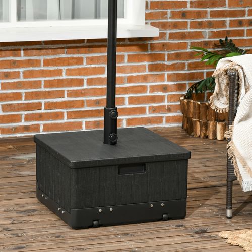 Pied De Parasol Table Basse Jardinière 3 En 1 - Pe Aspect Bois Métal Noir