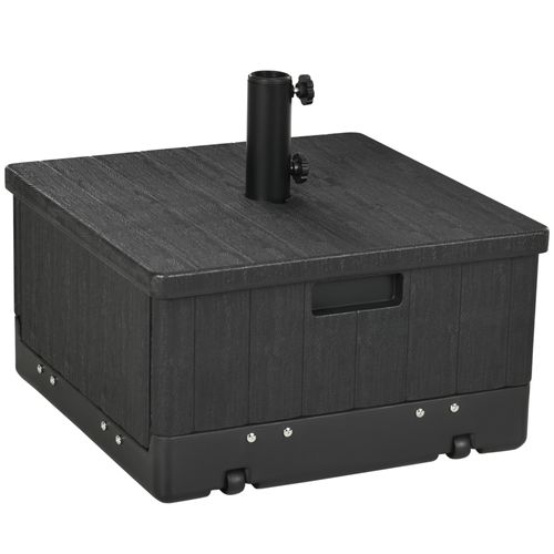 Pied De Parasol Table Basse Jardinière 3 En 1 - Pe Aspect Bois Métal Noir