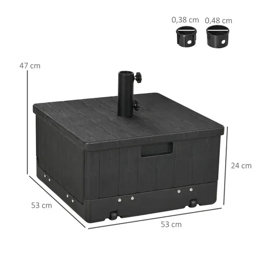 Pied De Parasol Table Basse Jardinière 3 En 1 - Pe Aspect Bois Métal Noir