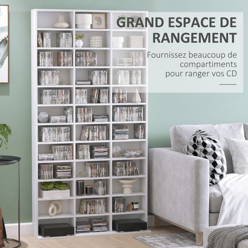 étagère Rangement Cd/dvd 33 Compartiments Réglables