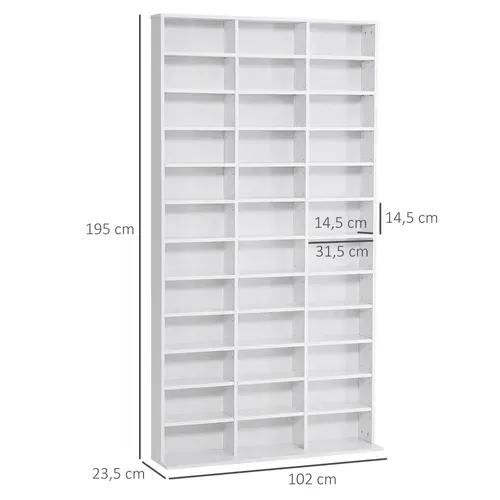 étagère Rangement Cd/dvd 33 Compartiments Réglables