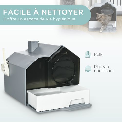 Maison De Toilette Chat Design Maison Avec Accessoires Blanc Noir Gris