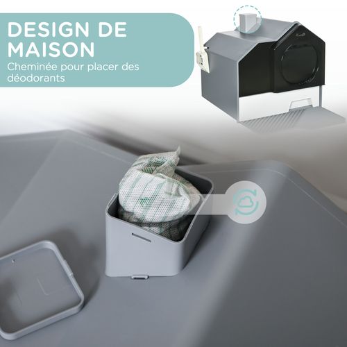 Maison De Toilette Chat Design Maison Avec Accessoires Blanc Noir Gris