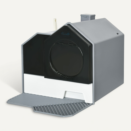 Maison De Toilette Chat Design Maison Avec Accessoires Blanc Noir Gris