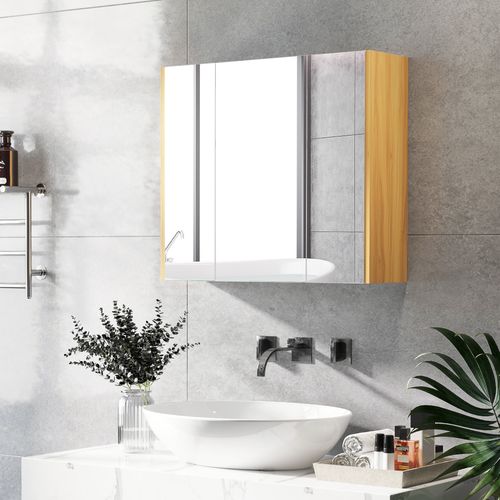 Armoire Miroir Salle De Bain 3 Portes 4 étagères Réglables Blanc