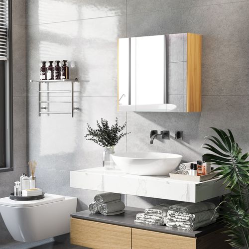 Armoire Miroir Salle De Bain 3 Portes 4 étagères Réglables Blanc