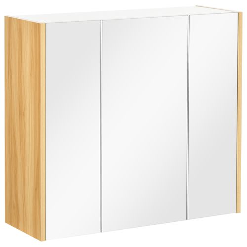 Armoire Miroir Salle De Bain 3 Portes 4 étagères Réglables Blanc