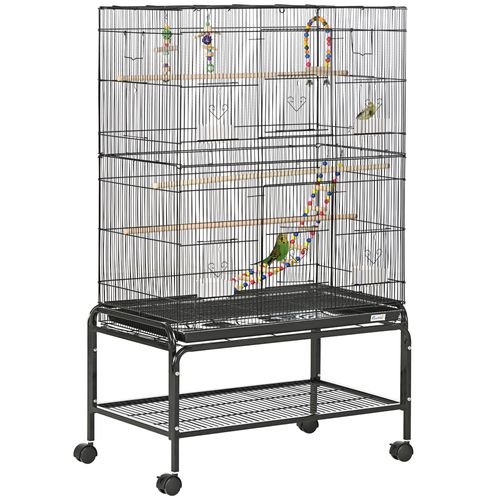 Cage À Oiseaux Sur Roulettes - Étagère, 2 Portes, 8 Trappes