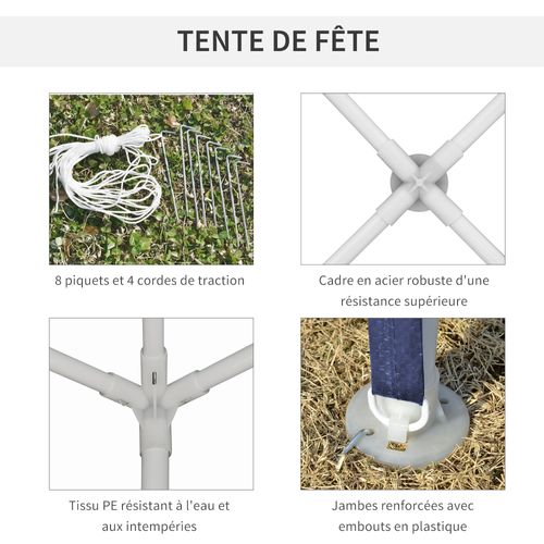 Tonnelle Barnum De Jardin Métal époxy Bâche Pe Haute Densité Bleu