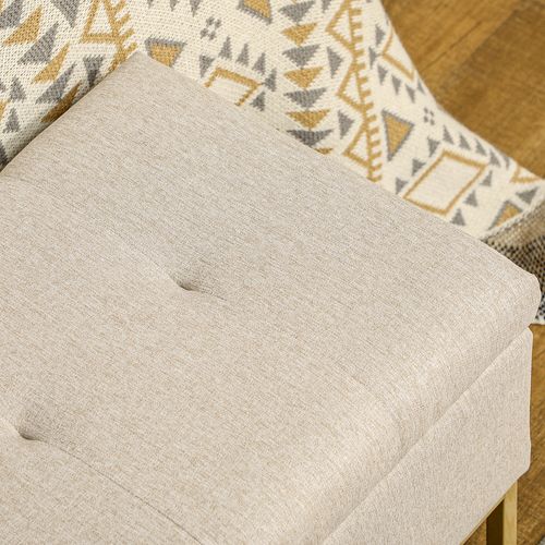 Banc Coffre De Rangement 2 En 1 Acier Doré Tissu