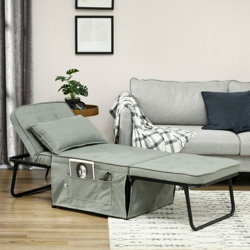Fauteuil Chaise Longue Lit Pouf 4 En 1 Acier Tissu
