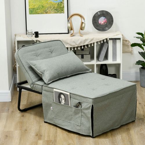 Fauteuil Chaise Longue Lit Pouf 4 En 1 Acier Tissu