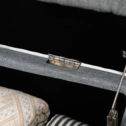 Banc Coffre De Rangement Piètement Acier Noir Tissu