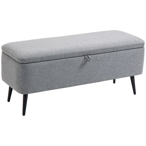 Banc Coffre De Rangement Piètement Acier Noir Tissu