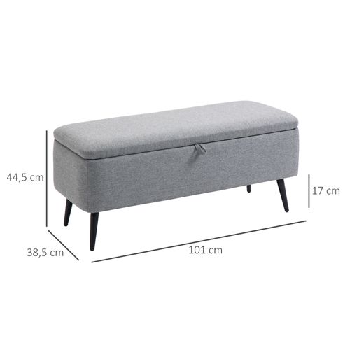 Banc Coffre De Rangement Piètement Acier Noir Tissu