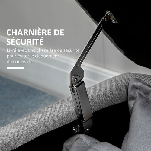 Banc Coffre De Rangement Piètement Acier Noir Tissu