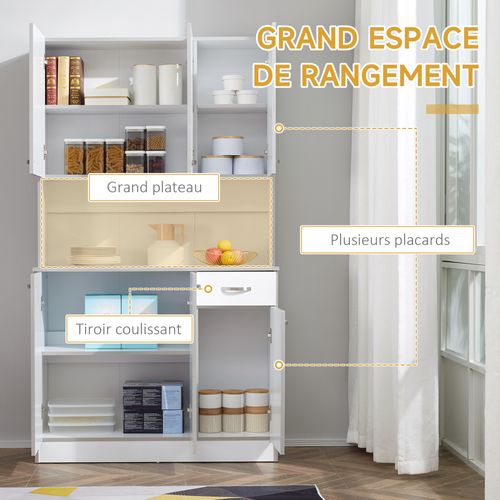 Buffet Haut Contemporain Multi-rangement Blanc Gris