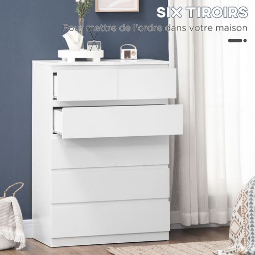 Commode 6 Tiroirs Style Contemporain Poignées Invisibles