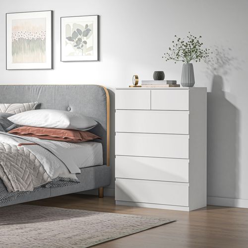 Commode 6 Tiroirs Style Contemporain Poignées Invisibles
