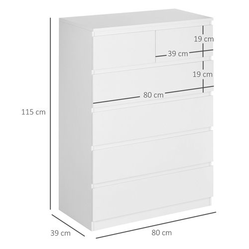 Commode 6 Tiroirs Style Contemporain Poignées Invisibles
