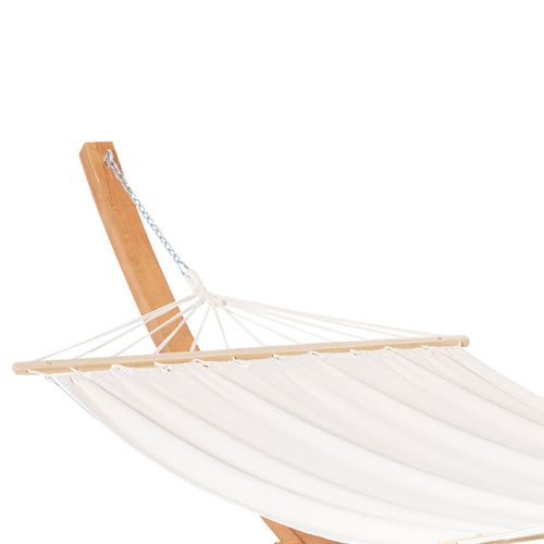 Hamac De Jardin 1 Place Avec Support En Bois Toile Coton Blanc