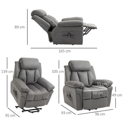 Fauteuil Releveur De Relaxation Électrique Tissu Gris