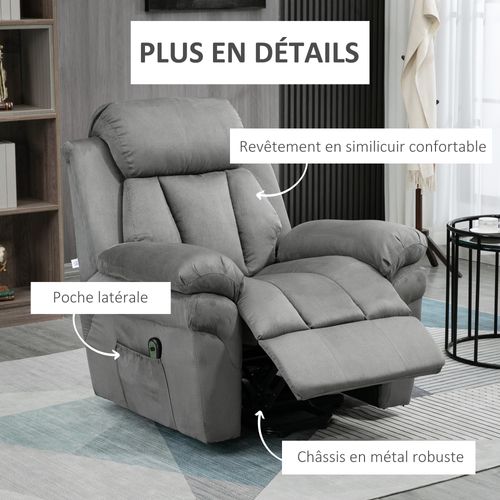 Fauteuil Releveur De Relaxation Électrique Tissu Gris