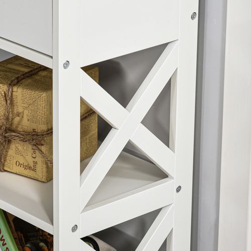 Console Néo-rétro 2 Tiroirs 2 Étagères Mdf