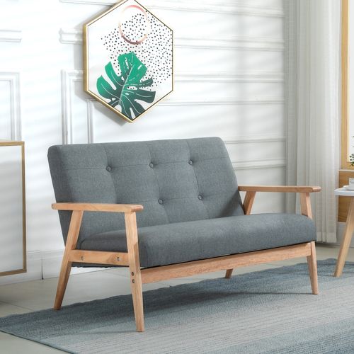 Canapé 2 Places Style Scandinave Bois Tissu