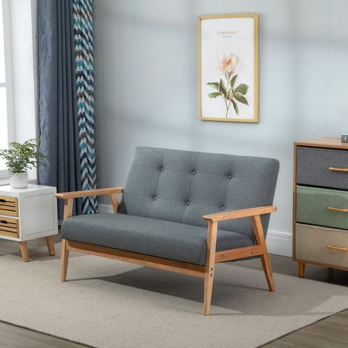Canapé 2 Places Style Scandinave Bois Tissu