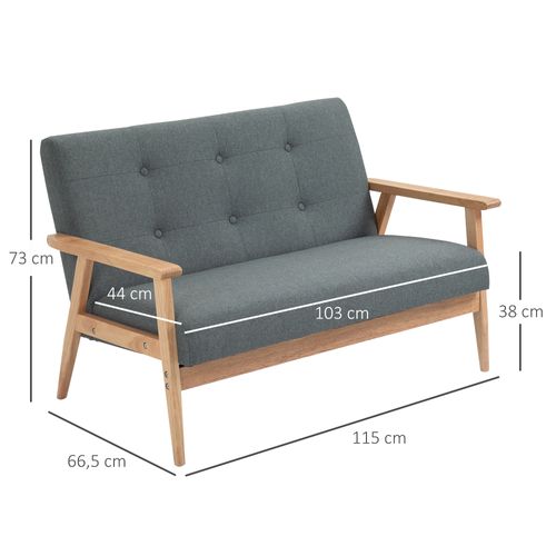 Canapé 2 Places Style Scandinave Bois Tissu