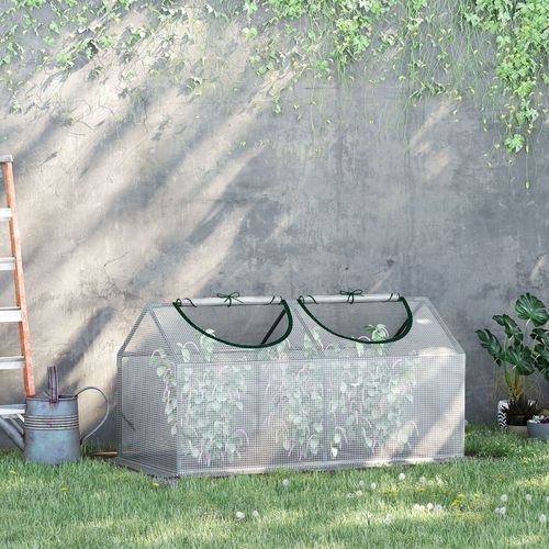 Mini Serre De Jardin 120 X 60 X 60 Cm 2 Fenêtres Acier Thermolaqué Pe