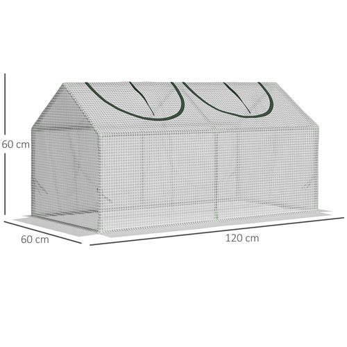 Mini Serre De Jardin 120 X 60 X 60 Cm 2 Fenêtres Acier Thermolaqué Pe