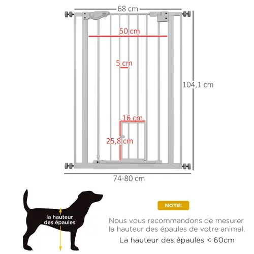 Barrière De Sécurité Animaux Réglable 2 Portes Acier