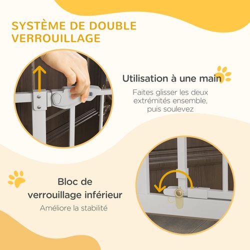 Barrière De Sécurité Animaux Réglable 2 Portes Acier