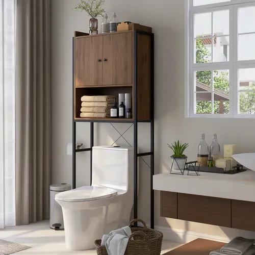 Meuble Wc Meuble Dessus Toilettes Style Industriel 2 Portes Niche