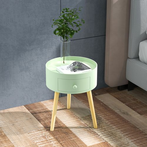 Chevet Table De Nuit Ronde 1 Tiroir Design Scandinave Bicolore