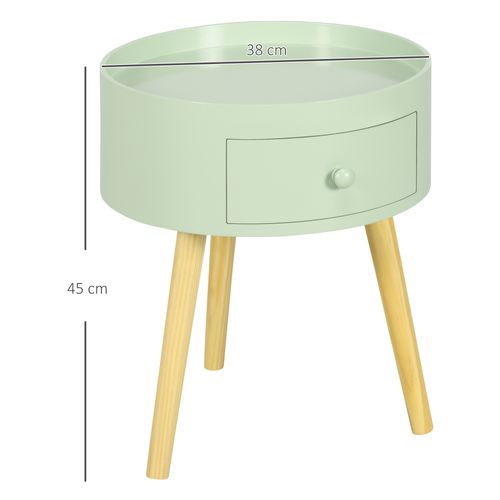 Chevet Table De Nuit Ronde 1 Tiroir Design Scandinave Bicolore