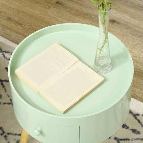 Chevet Table De Nuit Ronde 1 Tiroir Design Scandinave Bicolore