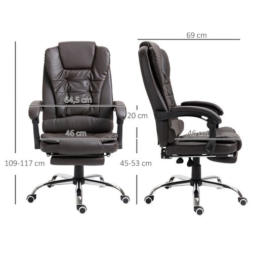Fauteuil De Bureau Manager Inclinable Repose-pied Intégré Revêtement Synthétique