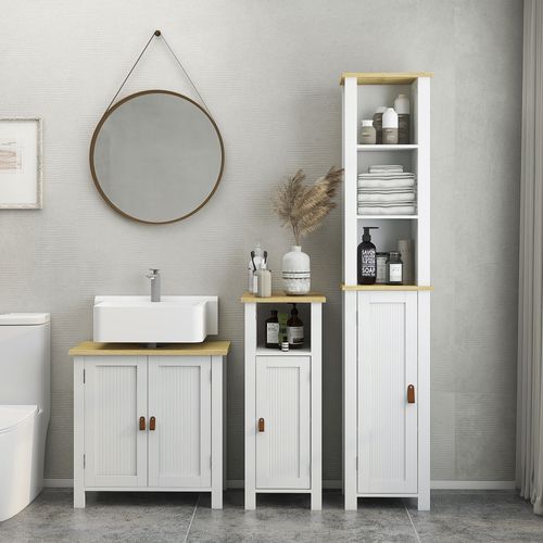 Meuble Colonne Salle De Bain Porte 2 étagères 3 Niches