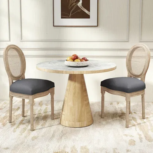 Lot De 2 Chaises Médaillon Louis Xvi Cannage Et Aspect Lin
