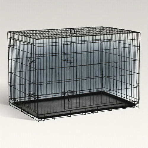 Cage De Transport Pour Chien Pliable - Dim. 121l X 77l X 82h Cm - Acier Abs Noir
