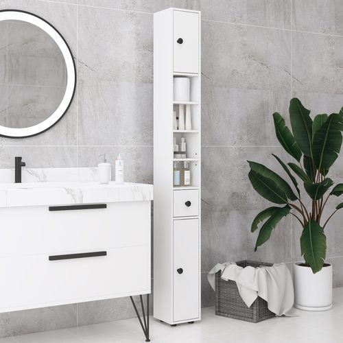Meuble Colonne Salle De Bain 2 Portes 2 étagères 4 Niches Tiroir