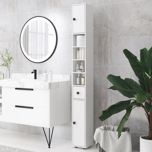 Meuble Colonne Salle De Bain 2 Portes 2 étagères 4 Niches Tiroir