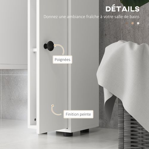Meuble Colonne Salle De Bain 2 Portes 2 étagères 4 Niches Tiroir