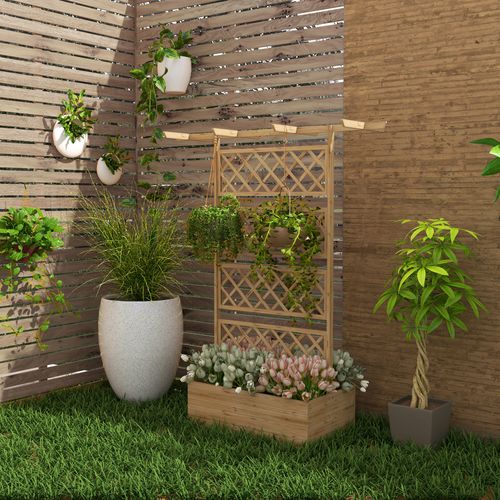 Jardinière Avec Treillis Pergola Bois Sapin Pré-huilé